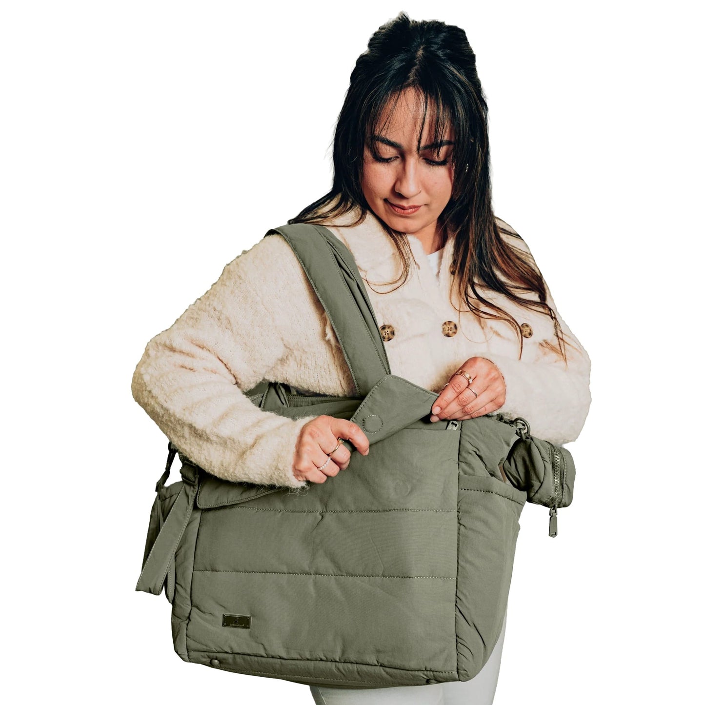 BabbleRoo Puffer Flo Diaper Tote Bag - Seaweed Green