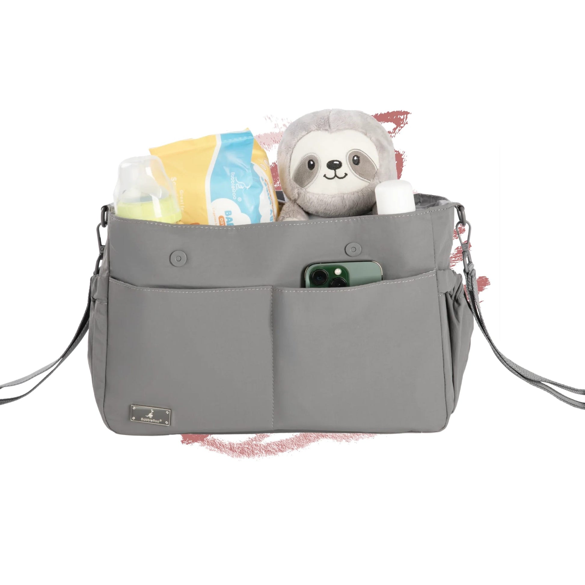 BabbleRoo Puffer Flo Stroller Caddy Organizer - Light Gray