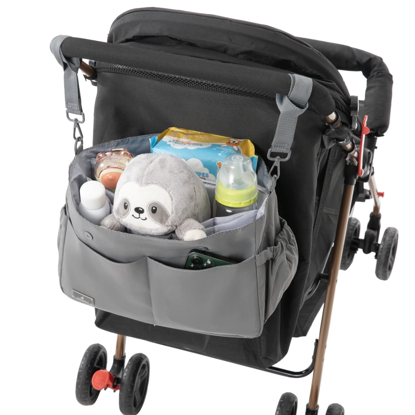 BabbleRoo Puffer Flo Stroller Caddy Organizer - Light Gray