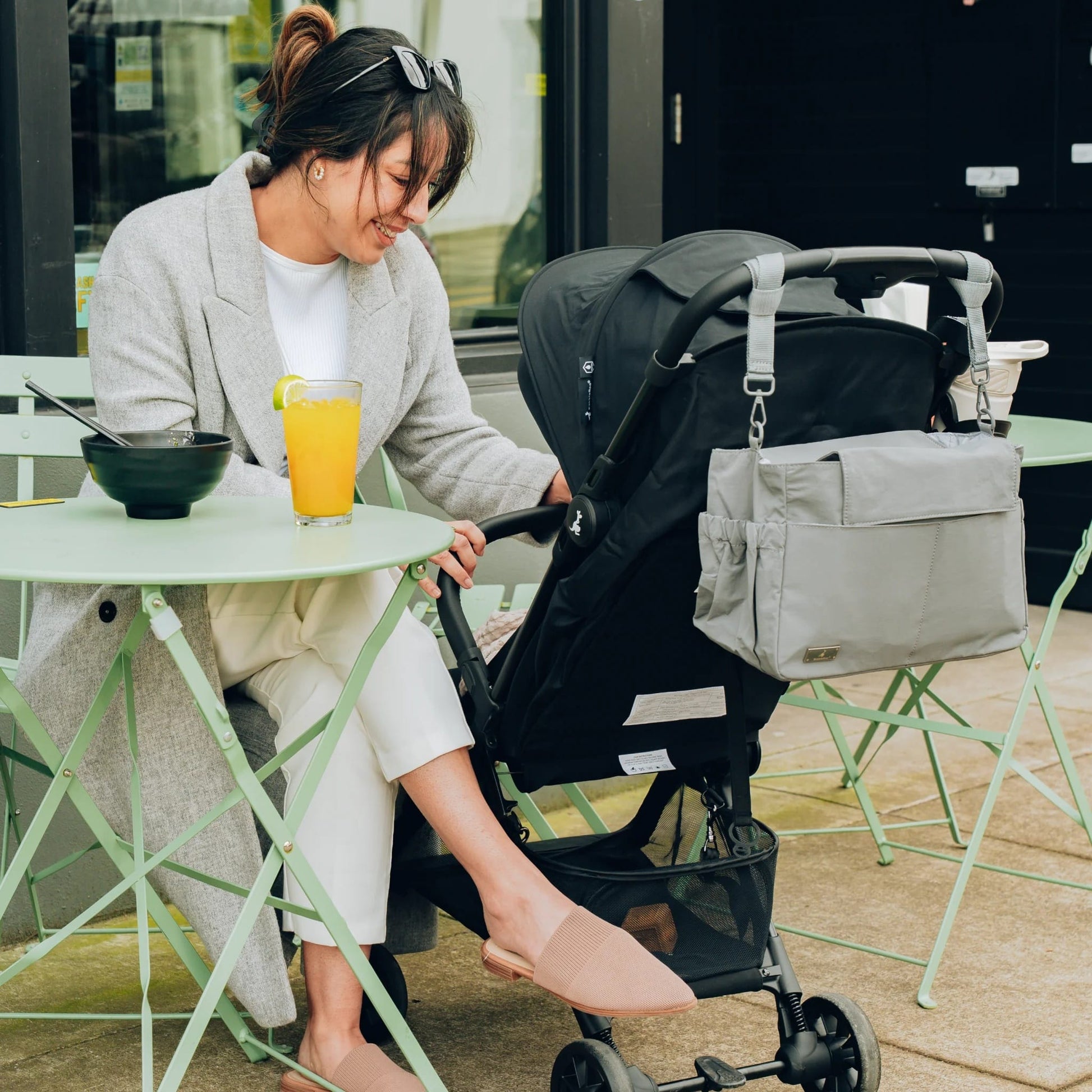 BabbleRoo Puffer Flo Stroller Caddy Organizer - Light Gray