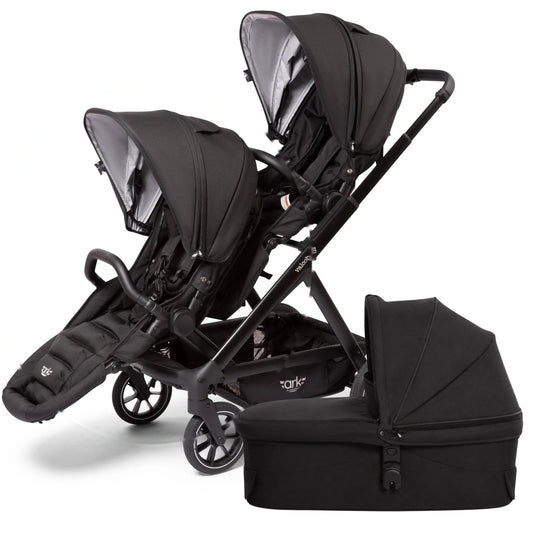 Valco Ark Double Stroller + Bassinet Bundle - Black