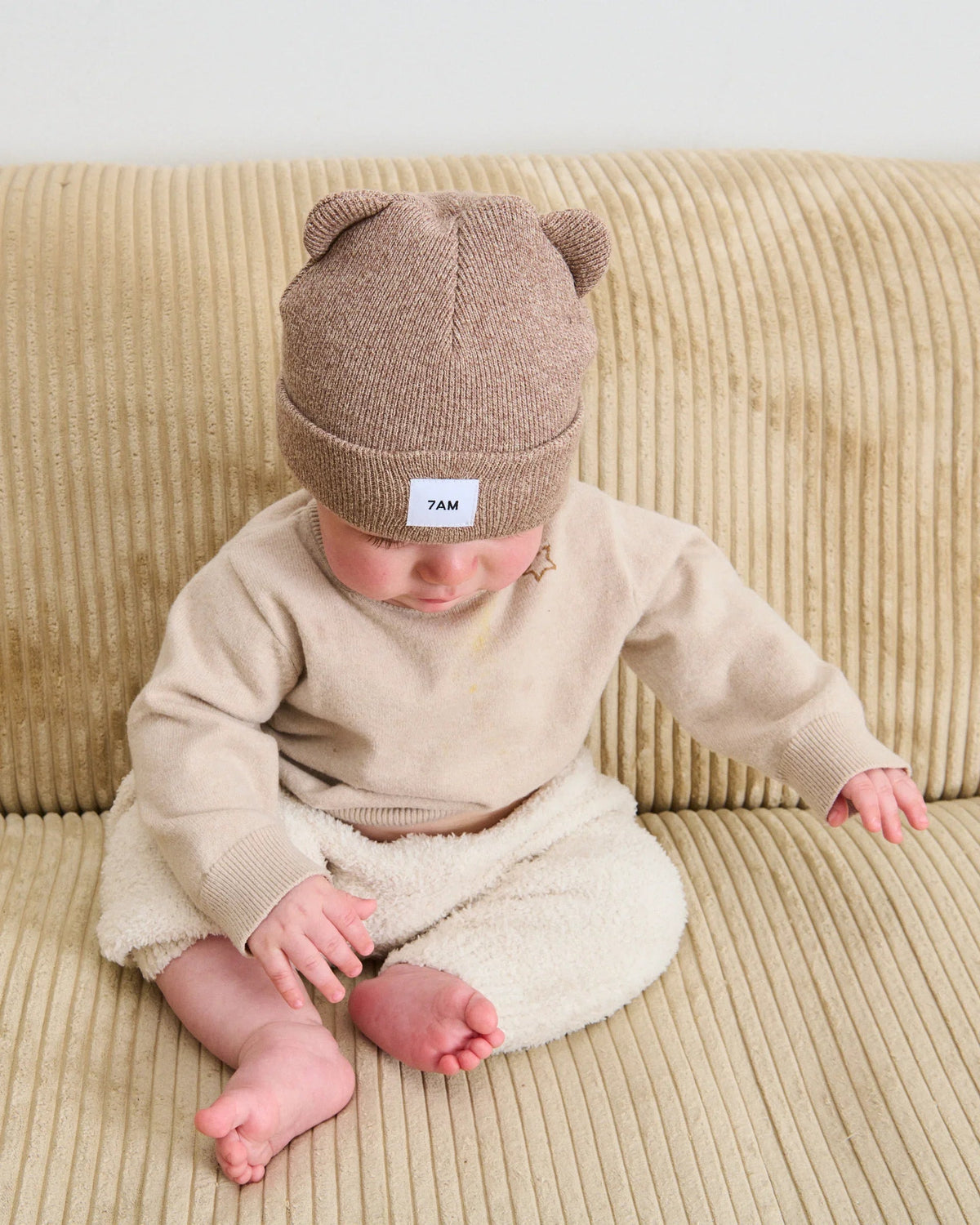 7AM Enfant Bear Beanie - Ash Oak, 0-6M - Image 3
