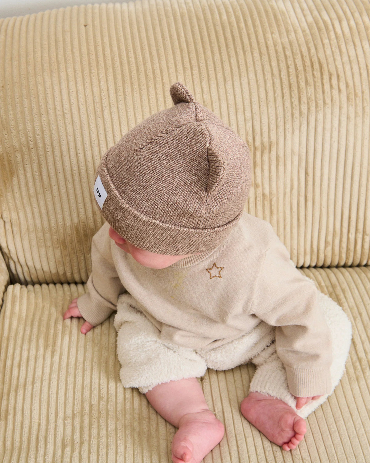 7AM Enfant Bear Beanie - Ash Oak, 0-6M - Image 4