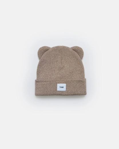 7AM Enfant Bear Beanie - Ash Oak, 0-6M