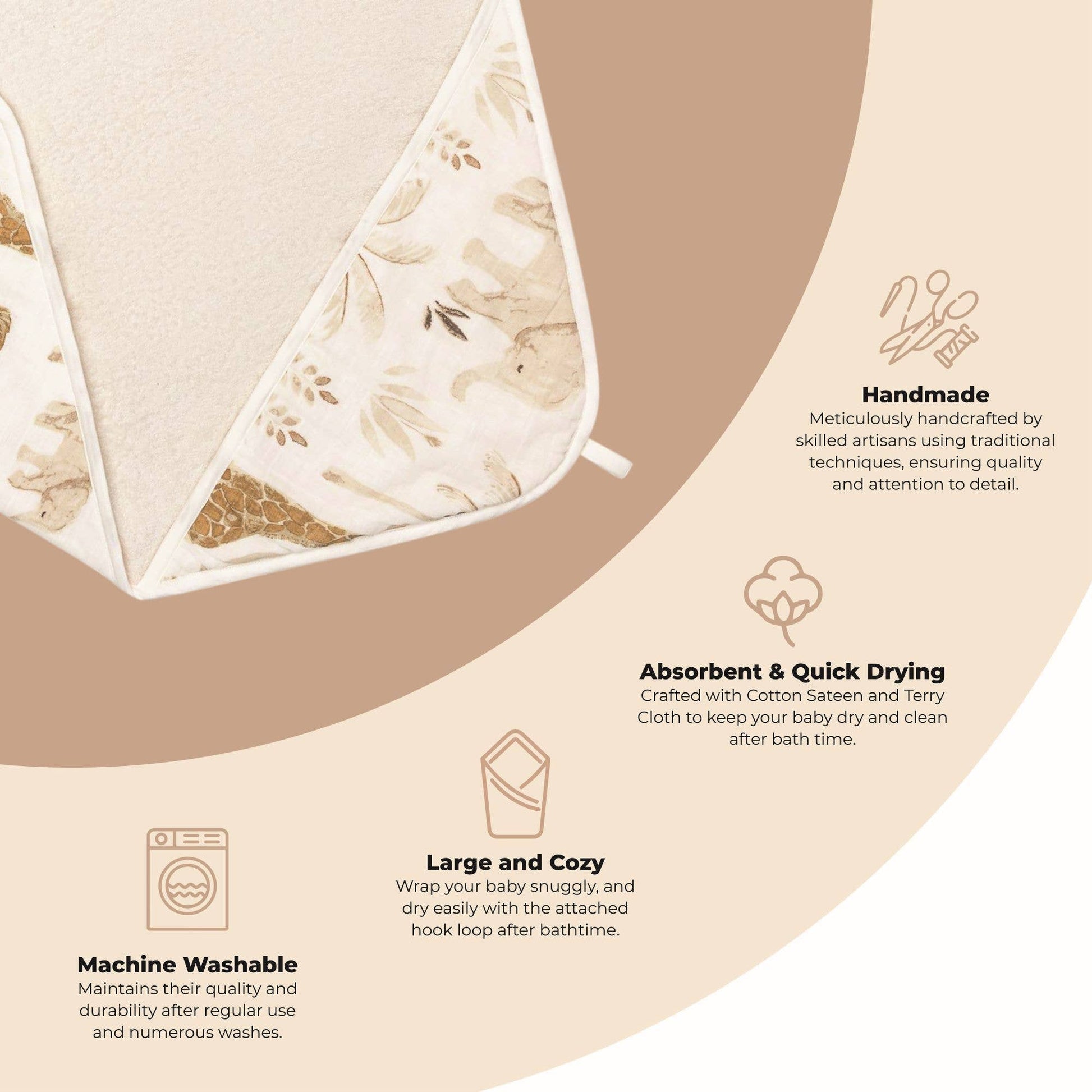 Crane Baby Kendi Baby Hooded Towel - Safari Animal - Image 2