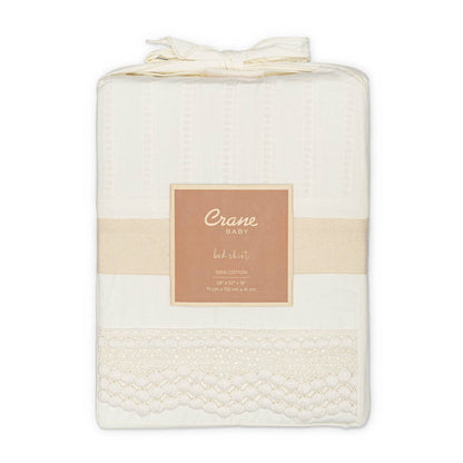 Crane Baby Off-White Lace Scallop Crib Skirt - Image 5