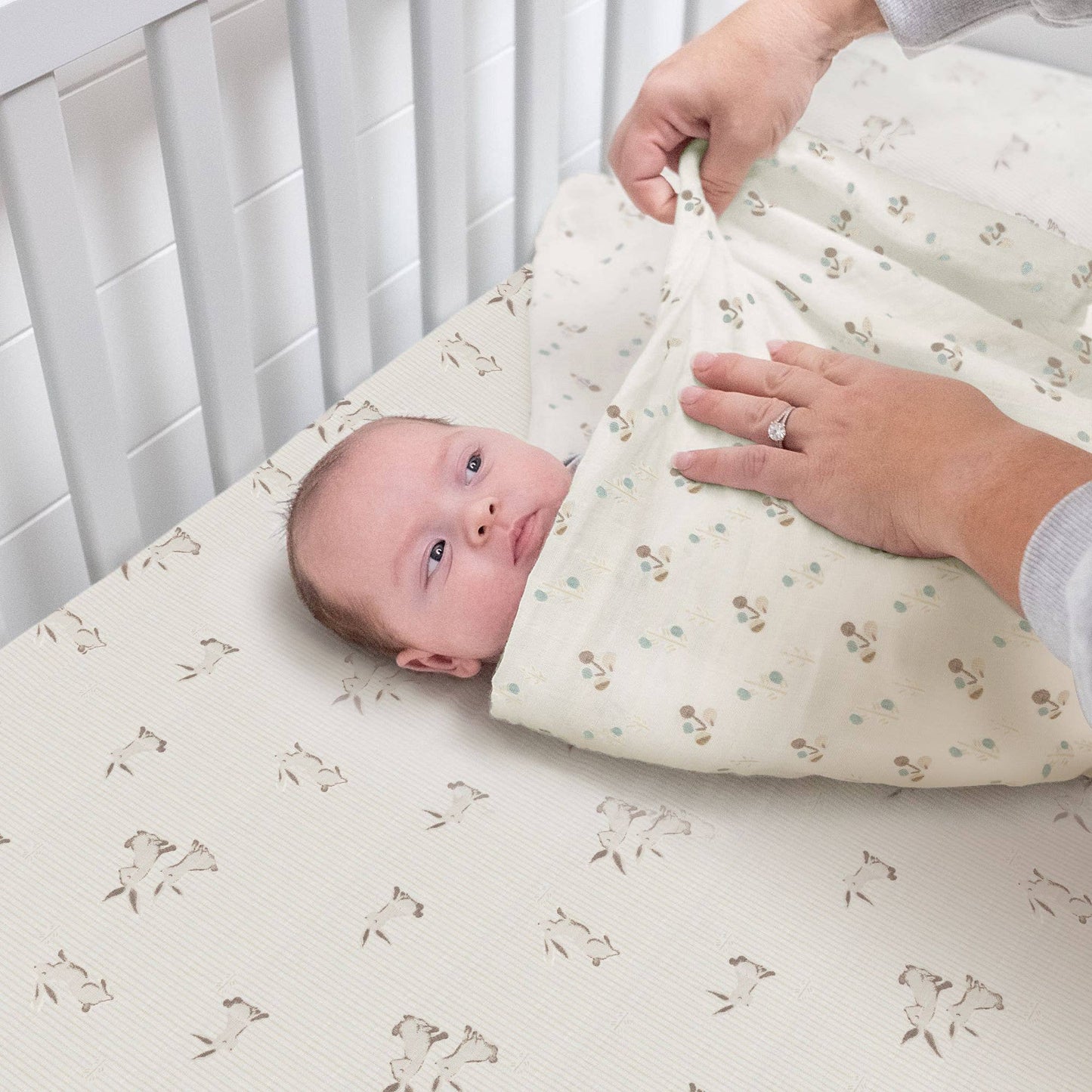 Crane Baby Organic Cotton Bunny Fitted Crib Sheet - Image 5