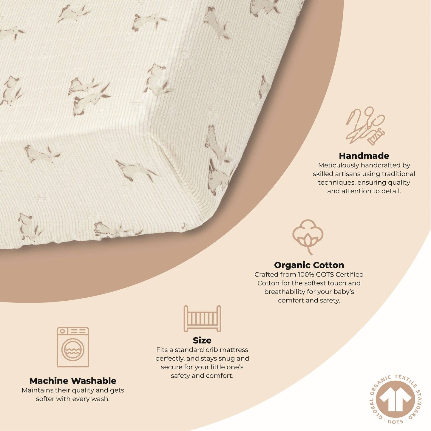 Crane Baby Organic Cotton Bunny Fitted Crib Sheet - Image 6
