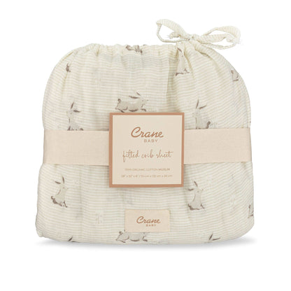 Crane Baby Organic Cotton Bunny Fitted Crib Sheet - Image 7