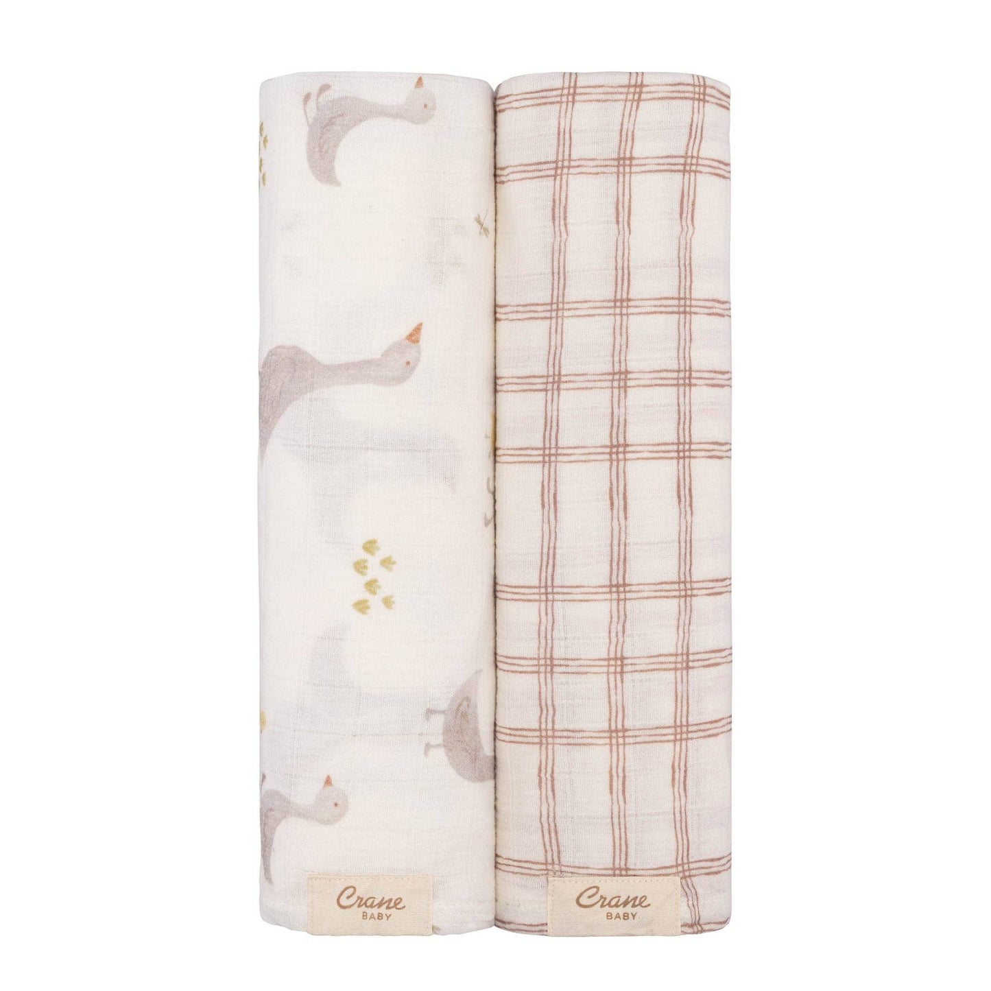 Crane Baby Charlie 2-Pc. Farmhouse Goose/Check Swaddle Set - Image 4