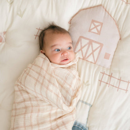 Crane Baby Charlie 2-Pc. Farmhouse Goose/Check Swaddle Set - Image 5