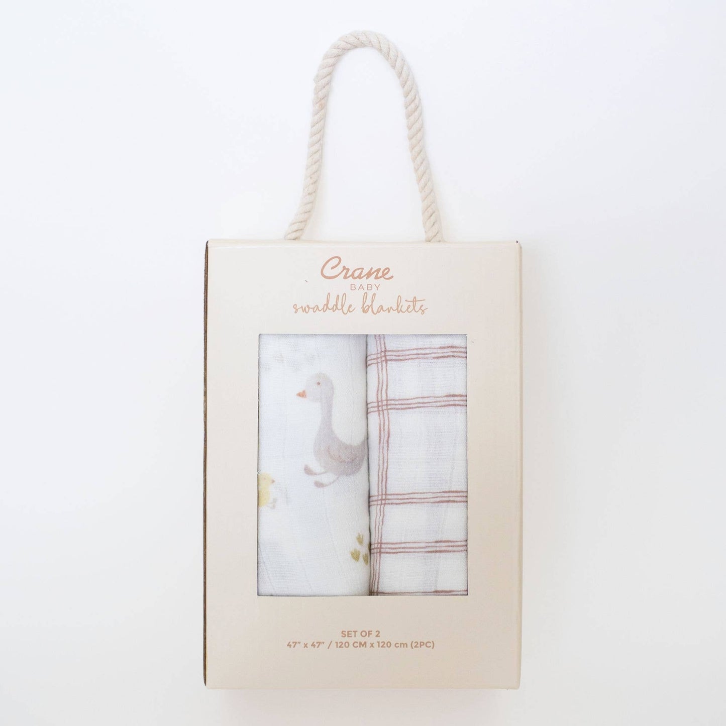 Crane Baby Charlie 2-Pc. Farmhouse Goose/Check Swaddle Set - Image 6