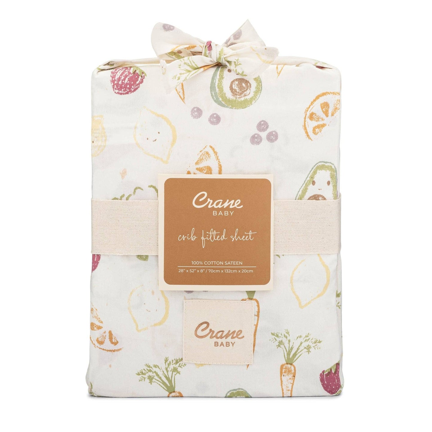 Crane Baby Clementine Fruits & Veggies Cotton Fitted Crib Sheet