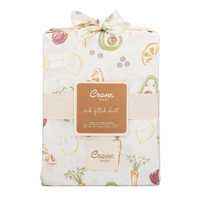 Crane Baby Clementine Fruits & Veggies Cotton Fitted Crib Sheet