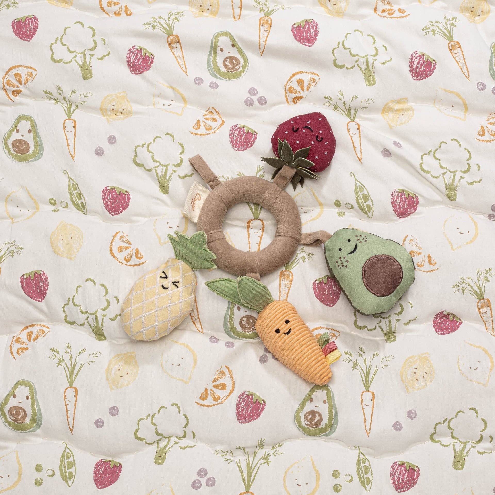 Crane Baby Clementine Fruits & Veggies Soft Plush Activity Ring - Image 5