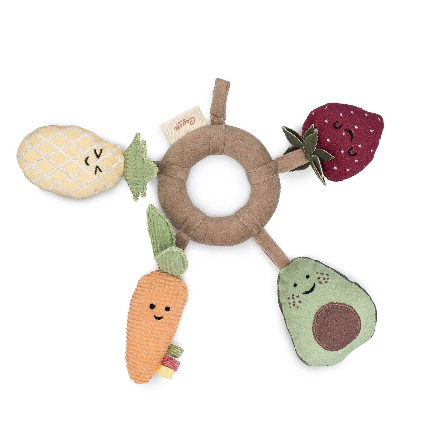 Crane Baby Clementine Fruits & Veggies Soft Plush Activity Ring - Image 6