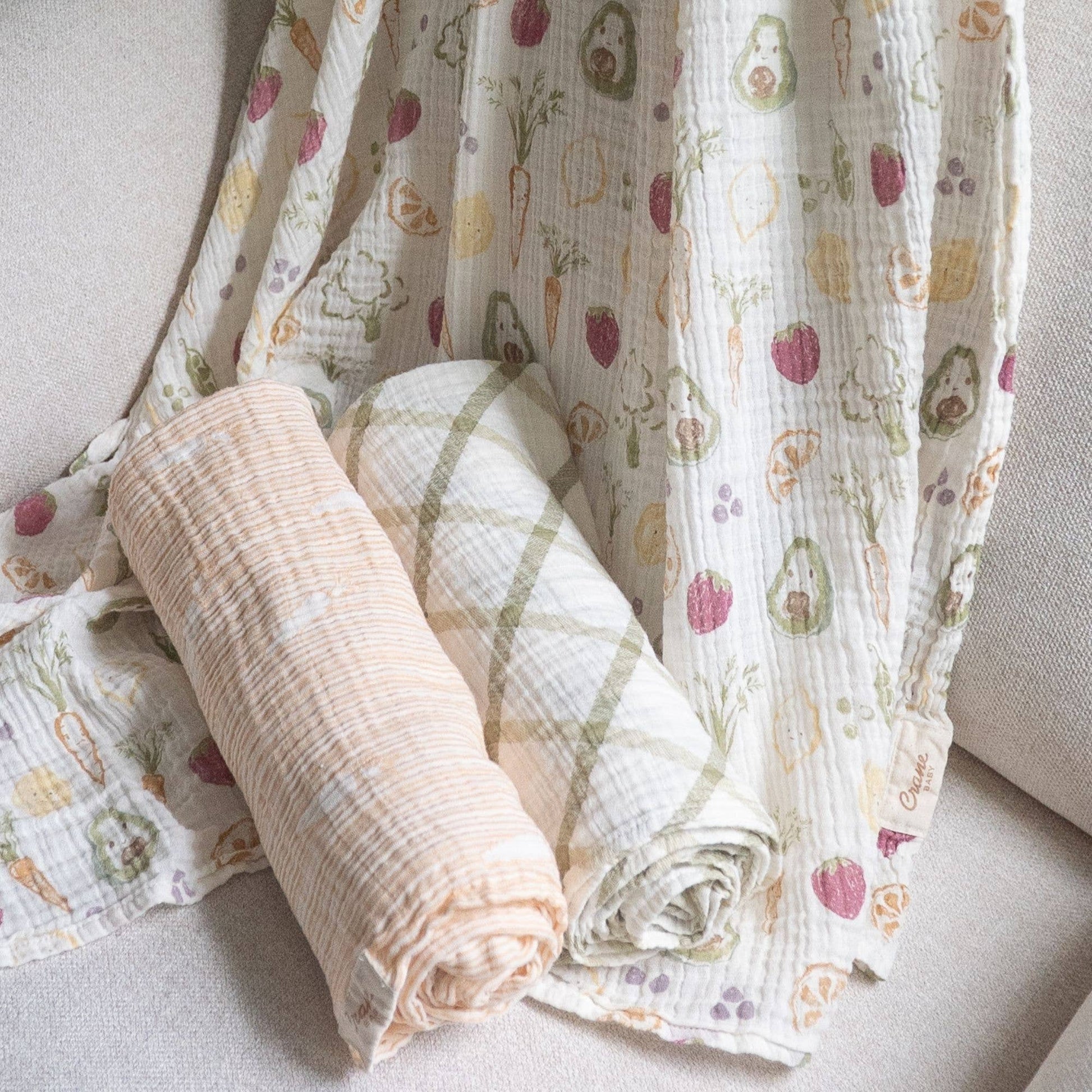 Crane Baby Clementine Cotton Muslin Swaddle Blanket Set (Set of 3) - Image 3