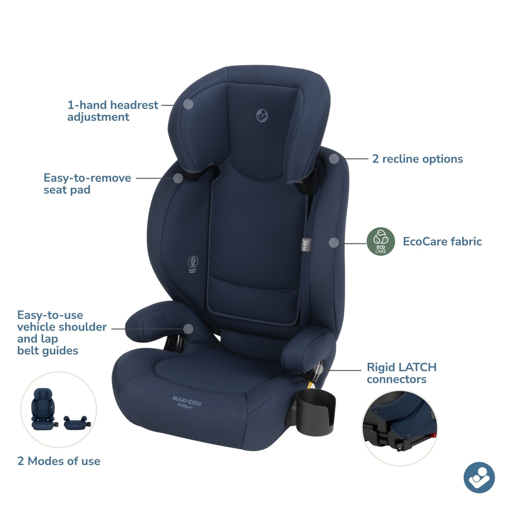 Maxi-Cosi RodiSport High Back Belt Positioning Booster Car Seat - Seafaring - BC152HHF