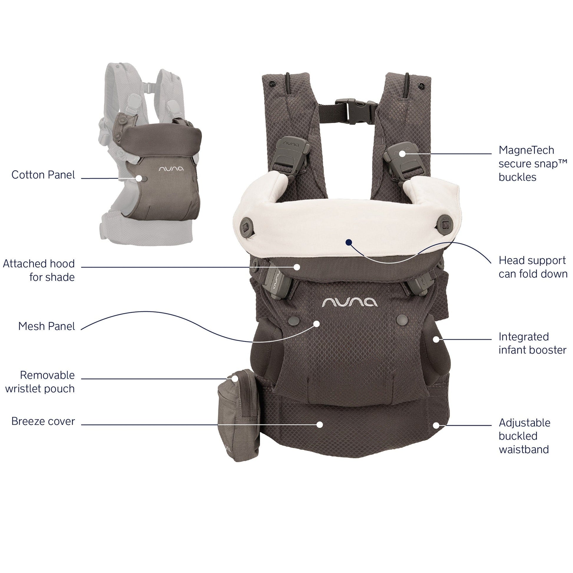 Nuna CUDL deux Baby Carrier - Thunder - BC20900TND