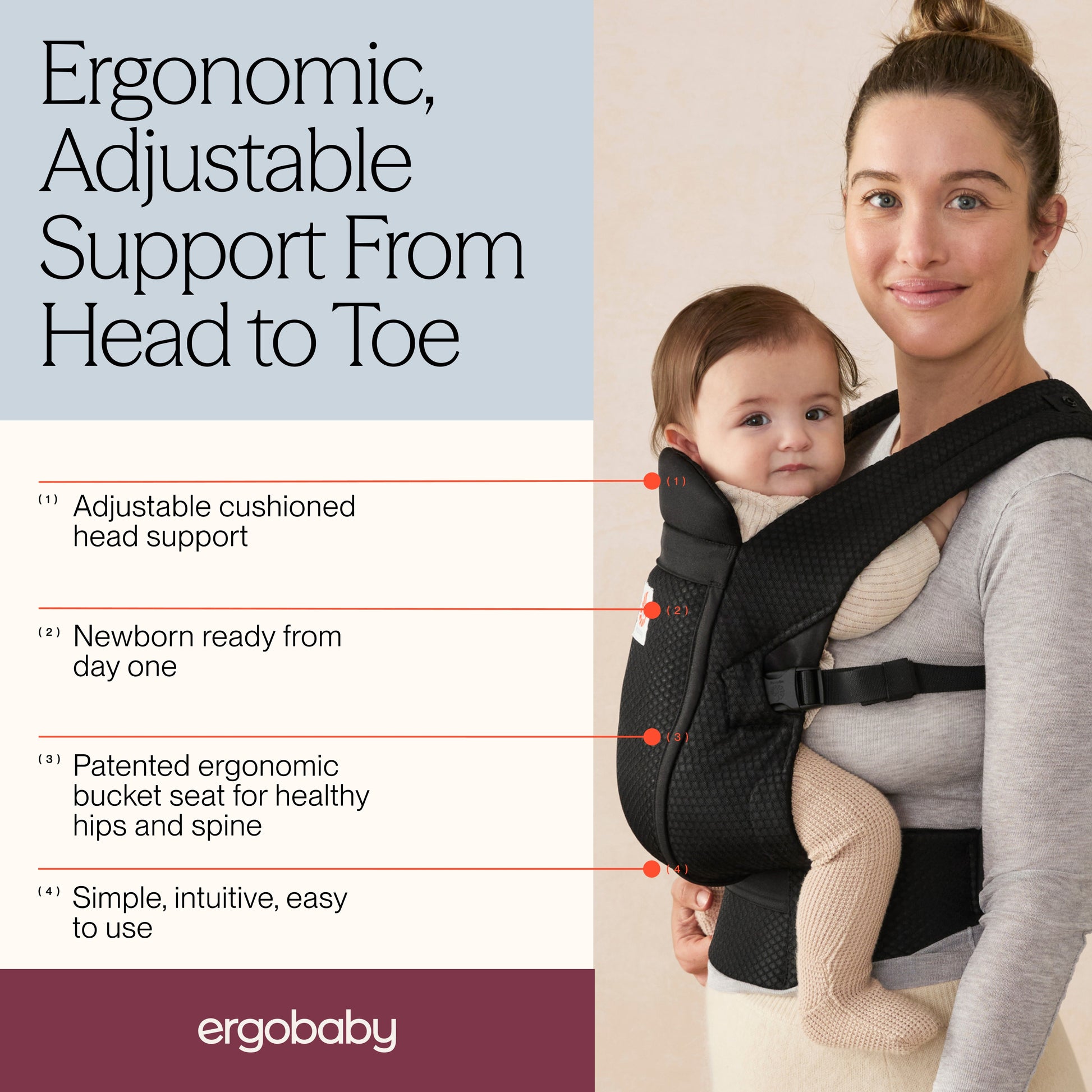 Ergobaby Omni Lite Mesh Baby Carrier - Onyx Black