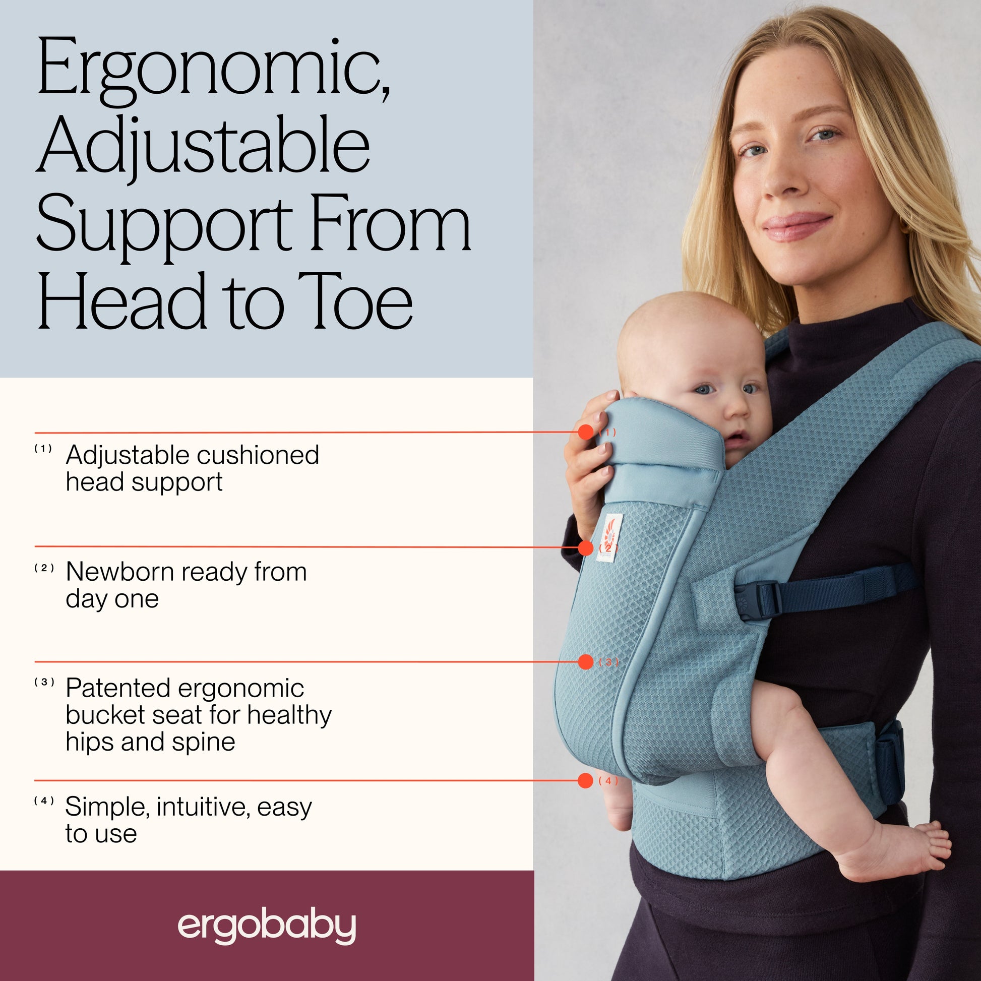 Ergobaby Omni Lite Mesh Baby Carrier - Slate Blue
