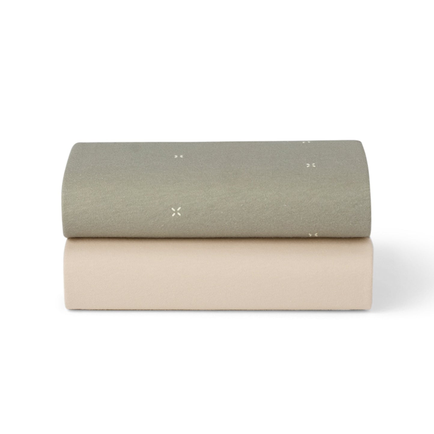 Snuz Bassinet Fitted Sheets, 2 Pack - Sage/Cross - USBD028BT