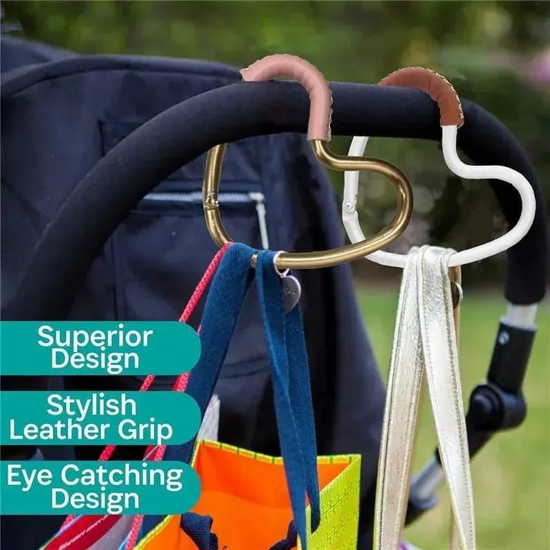 KidCo BuggyGear Heart Hook - Brown Leather/Silver Aluminum