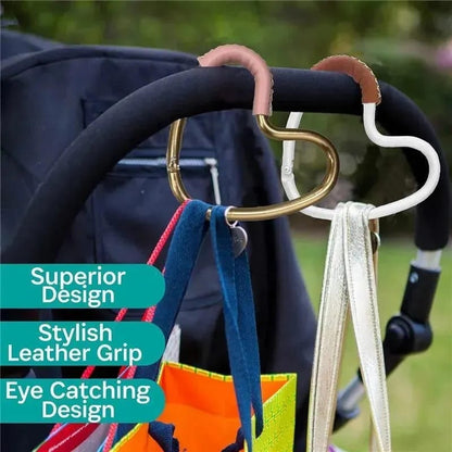 KidCo BuggyGear Heart Hook - Brown Leather/Silver Aluminum