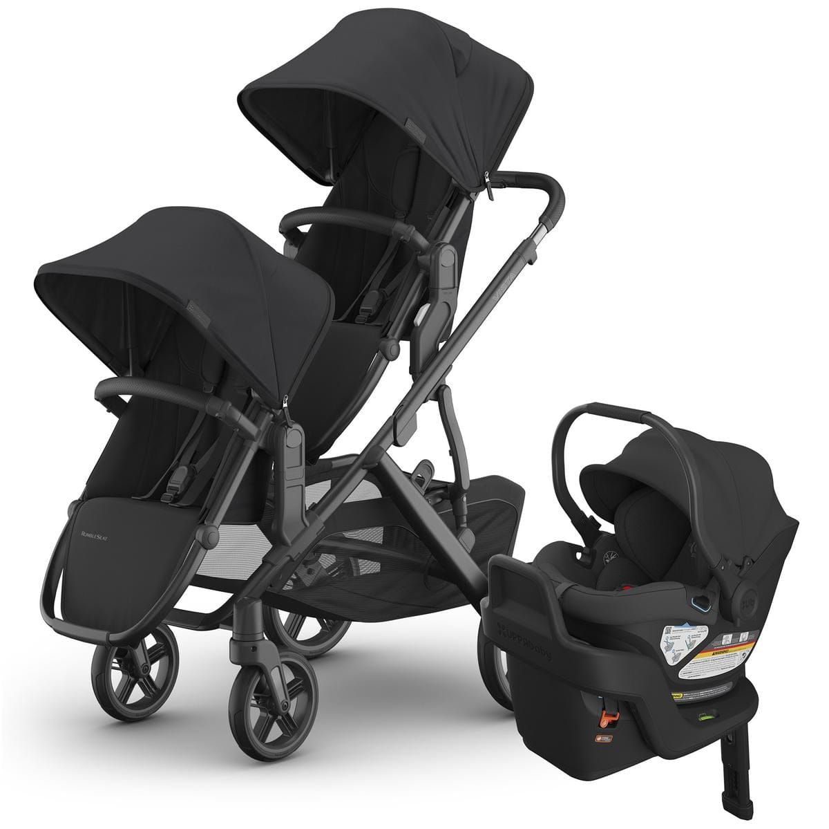 UPPAbaby Vista V3 Double Stroller with RumbleSeat V3 + Aria Travel System Bundle - Jake / Jake - DBL-V3-TRVL-ARIA-0303-VSO-NA-JKE