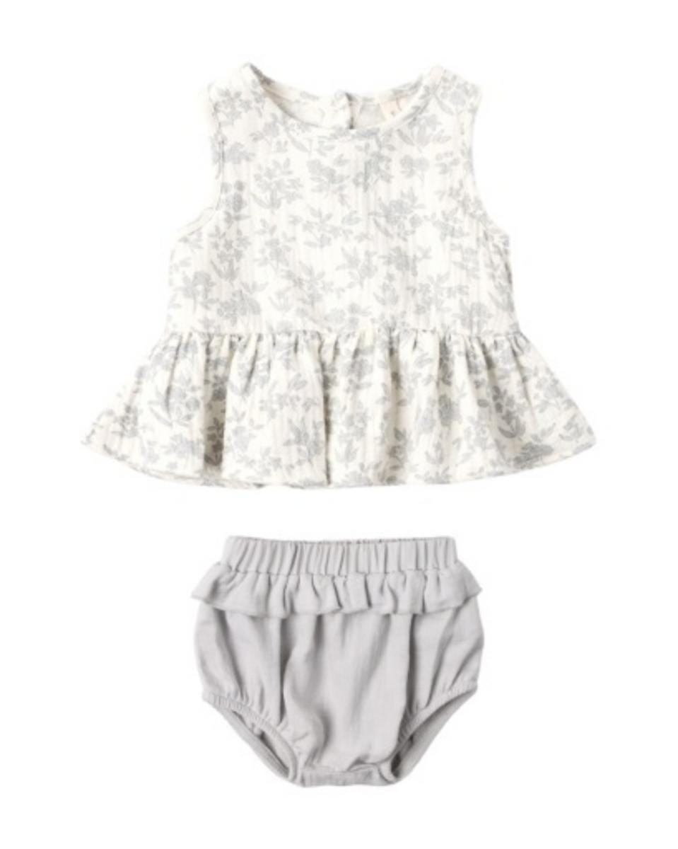Quincy Mae Sleeveless Peplum Set Bluebell - Ivory, 12-18M