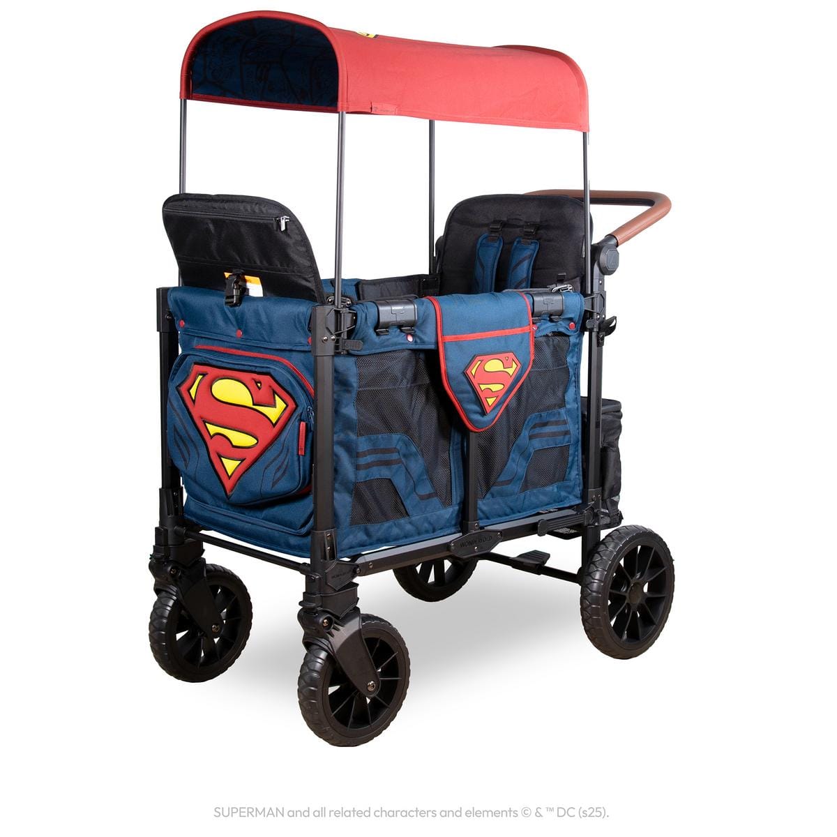 WonderFold W2 Luxe Pro (2 Seater) Double Stroller Wagon - Superman - W2LUXP-WBSP
