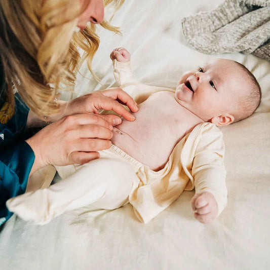 Bonsie Footie - Oat, Newborn