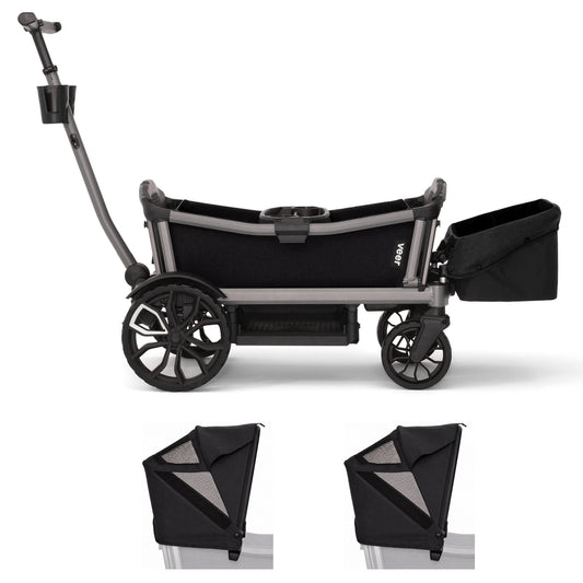 Veer Cruiser City XL Stroller Wagon + 2 Canopy + Basket Bundle - Onyx Black