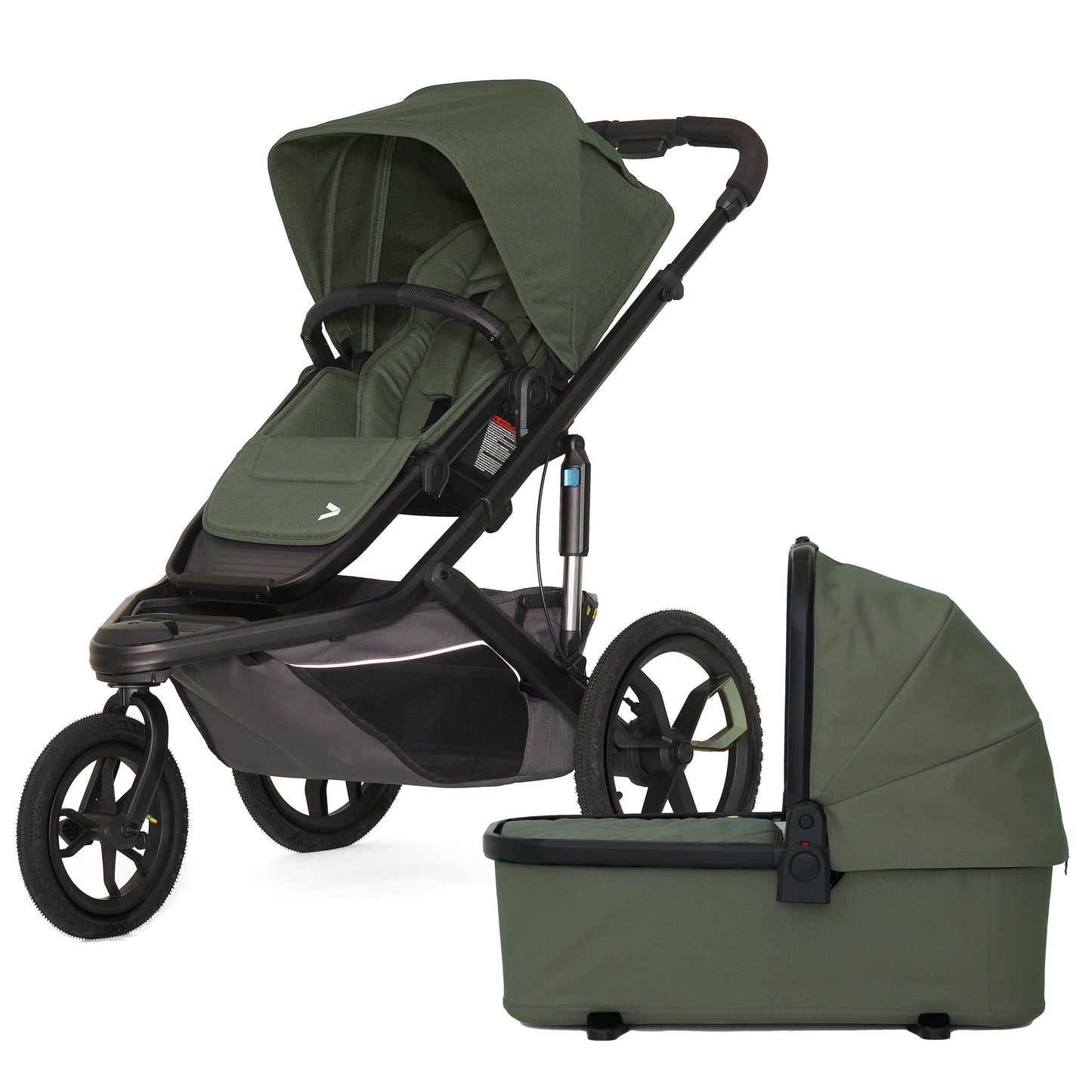 Veer Switch&Jog Luxe Stroller with Neoprene Kit + Bassinet Bundle - Green Jasper - BOX-SNJ-NEO-GJAS-SBAS-GJAS