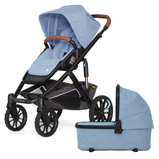 Veer Switch&Roll Luxe Single-to-Double Stroller with Leather Kit + Bassinet Bundle - Blue Beryl - BOX-SNR-LEA-BBRL-SBAS-BBRL