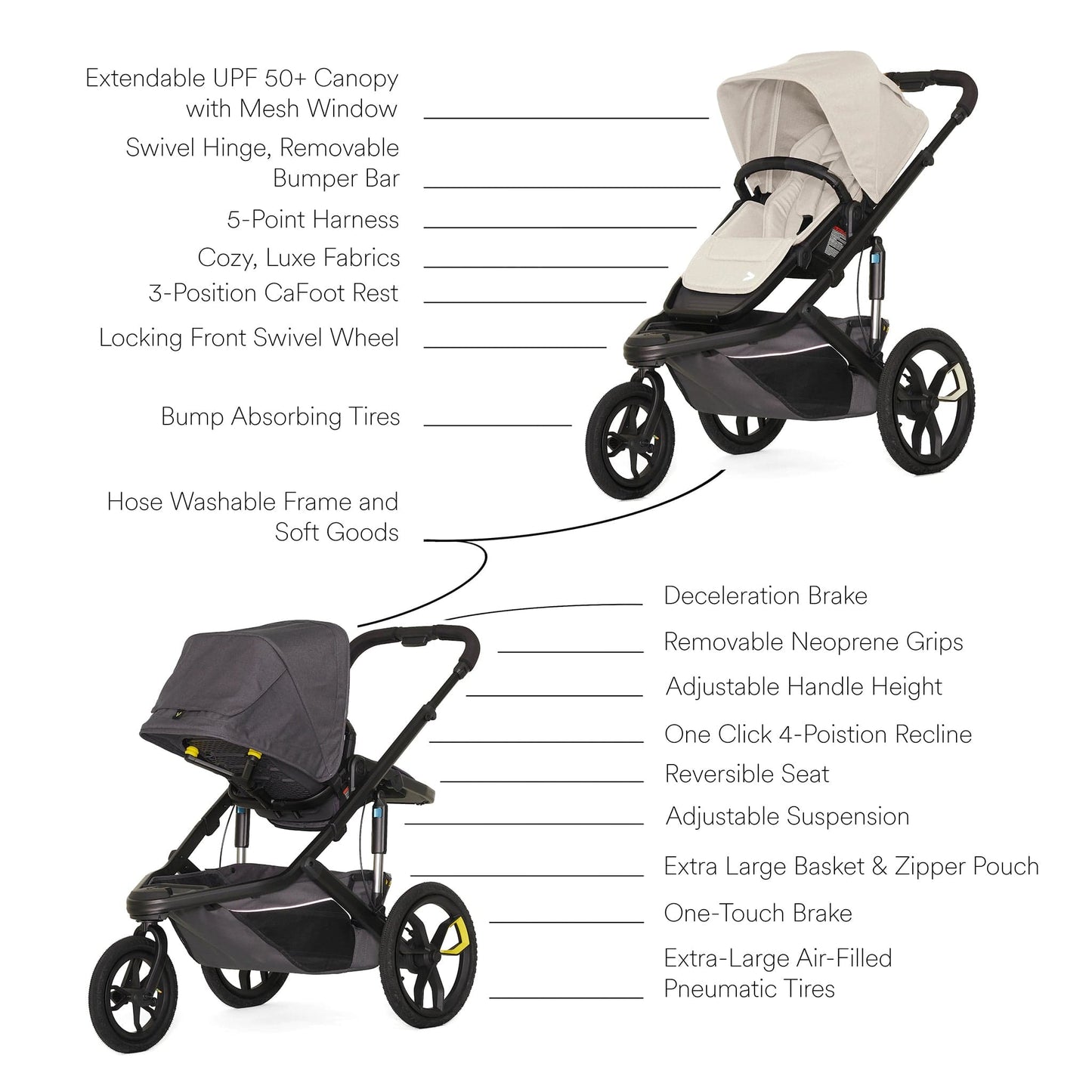 Veer Switch&Jog Luxe Stroller Bundle with Neoprene Kit - Natural - BUN-SNJ-NEO-NAT
