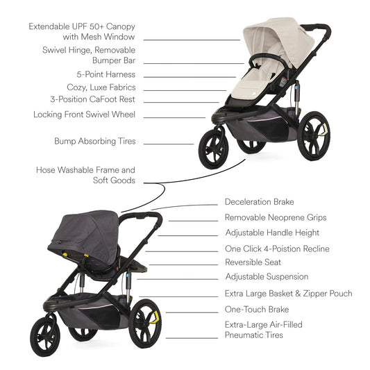 Veer Switch&Jog Luxe Stroller Bundle with Neoprene Kit - Natural - BUN-SNJ-NEO-NAT