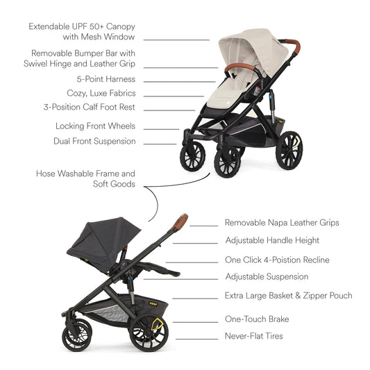 Veer Switch&Roll Luxe Single-to-Double Stroller Bundle with Leather Kit - Natural - BUN-SNR-LEA-NAT