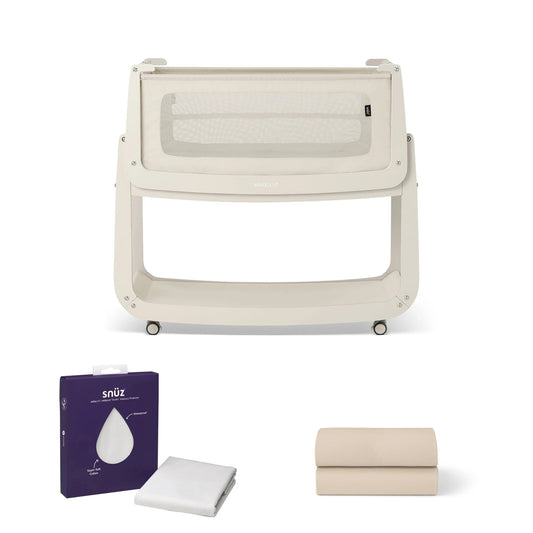 Snuz SnuzPod 5 Bedside Bassinet Essentials Bundle ( Sheets / Mattress Protector / Mattress) - Cashmere