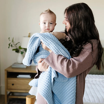 Saranoni Knit Waffle Receiving Blanket - Blue Jay