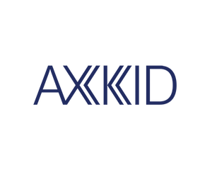 Dark blue "AXXKID" logo text on white background, bold sans-serif font, centered.
