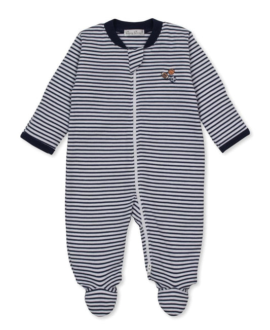 Kissy Kissy Footie w/ Zip Stripe - Navy, 3-6M