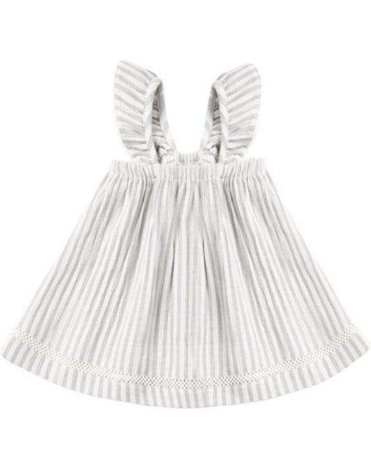 Quincy Mae Ruffle Tank Dress Vintage Stripe - Slate, 3-6M