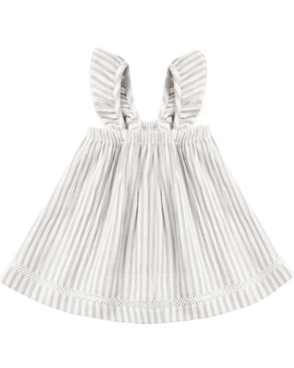 Quincy Mae Ruffle Tank Dress Vintage Stripe - Slate, 12-18M