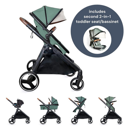 Gladly Family Piper Double Stroller Bundle - Aloe - DBL-PIP-STR-ALO