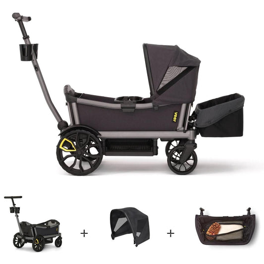Veer Cruiser City XL Stroller Wagon + Canopy + Basket Bundle - Gray - BUN-CBC-CITY-XL