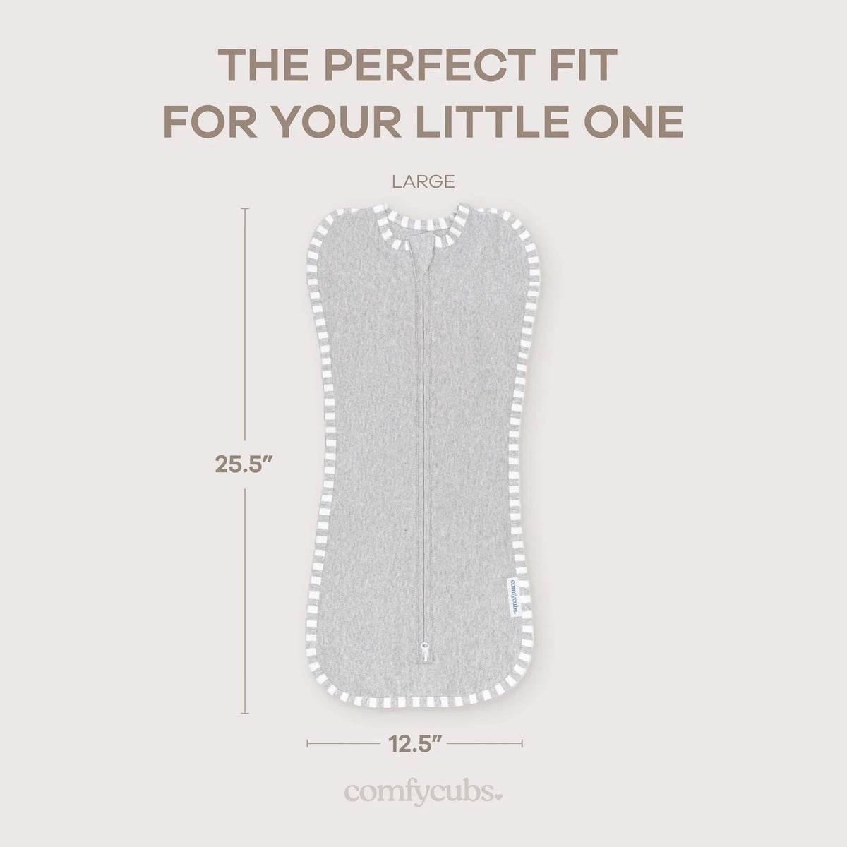 Comfy Cubs Easy Zipper Swaddle Blankets - Grey