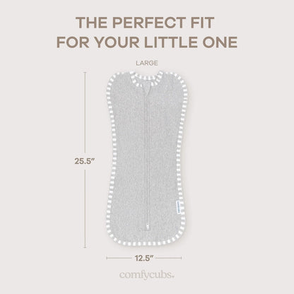 Comfy Cubs Easy Zipper Swaddle Blankets - Grey