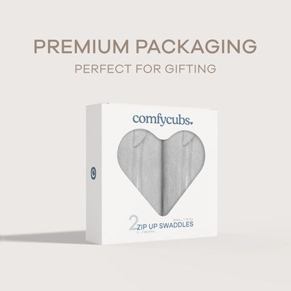Comfy Cubs Easy Zipper Swaddle Blankets - Grey