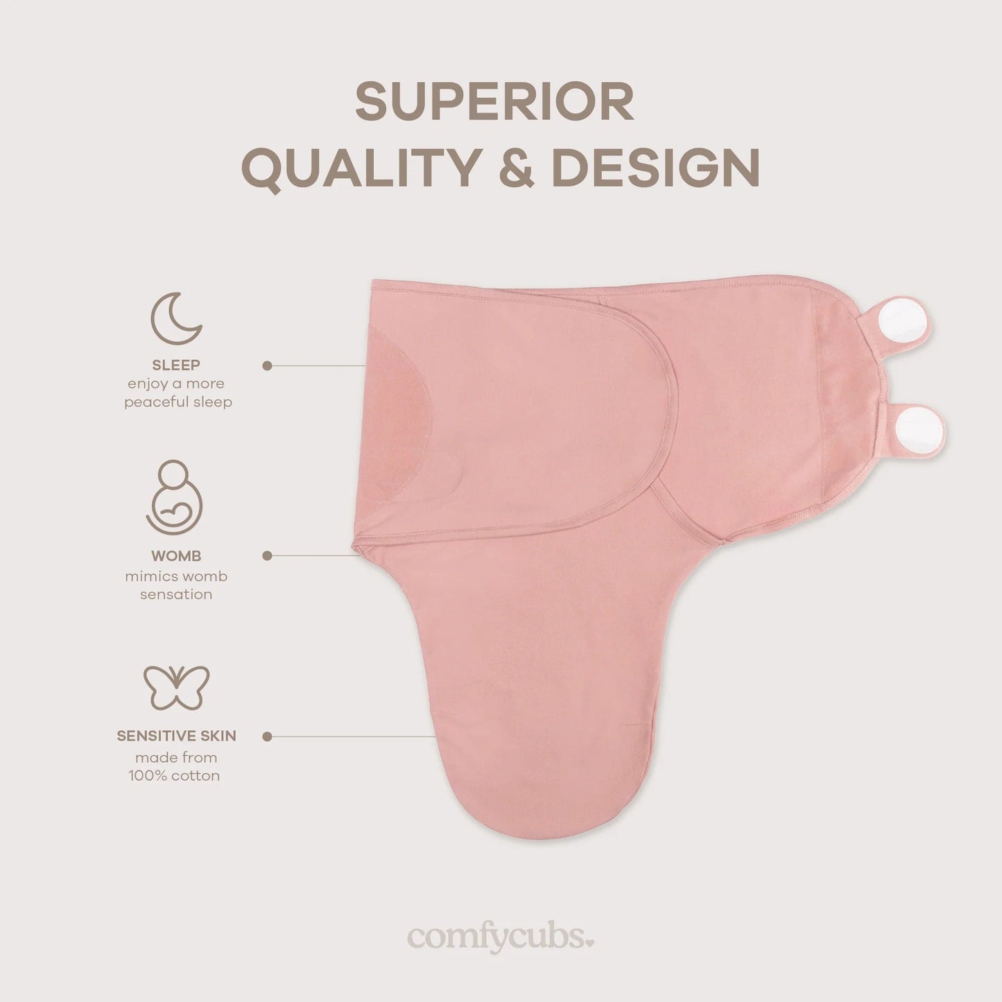 Comfy Cubs Easy Swaddle Blankets 3-Pack - Blush/Mauve/Mulberry